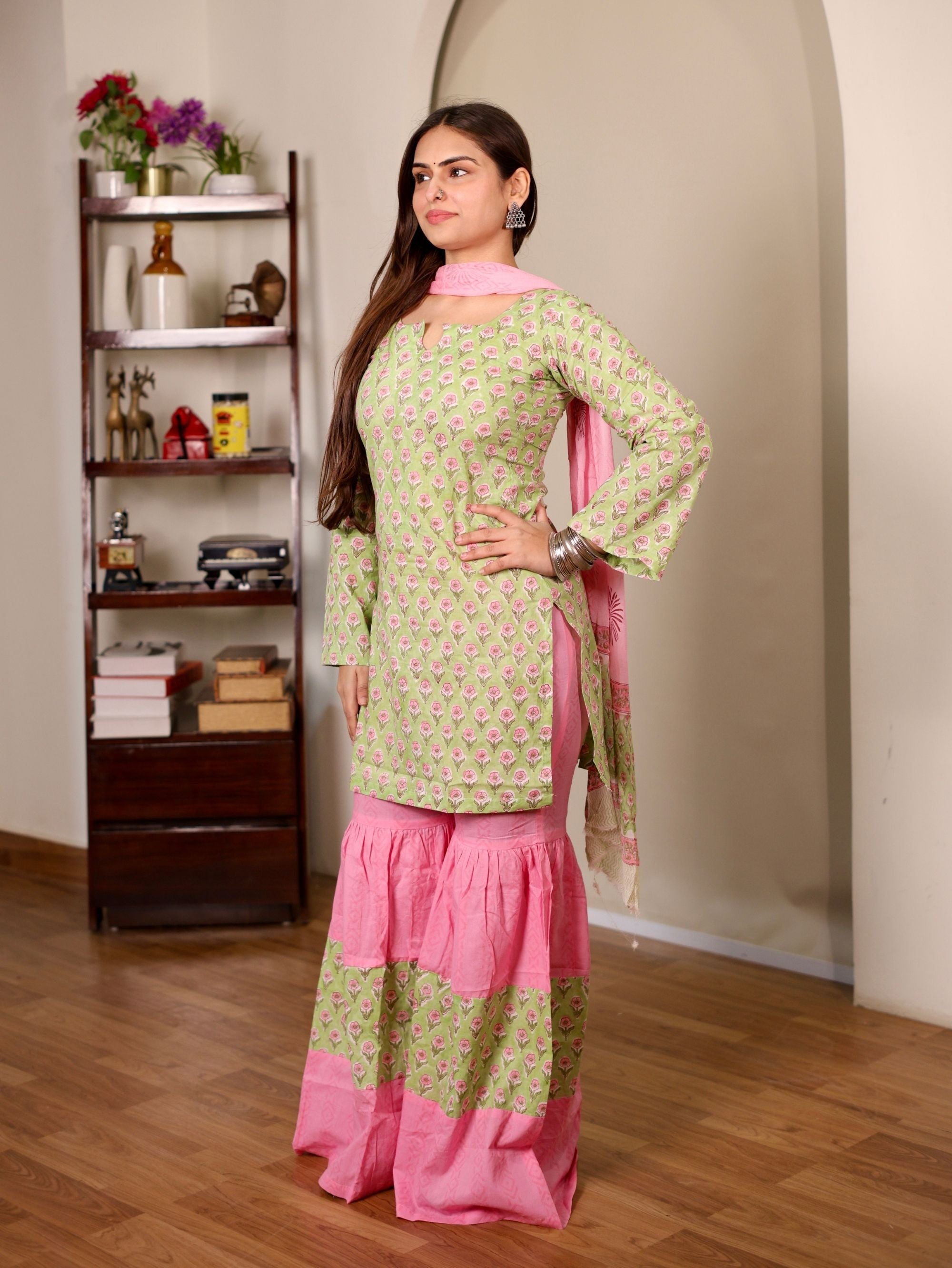 Darya Cotton Sharara Set with Chiffon Dupatta