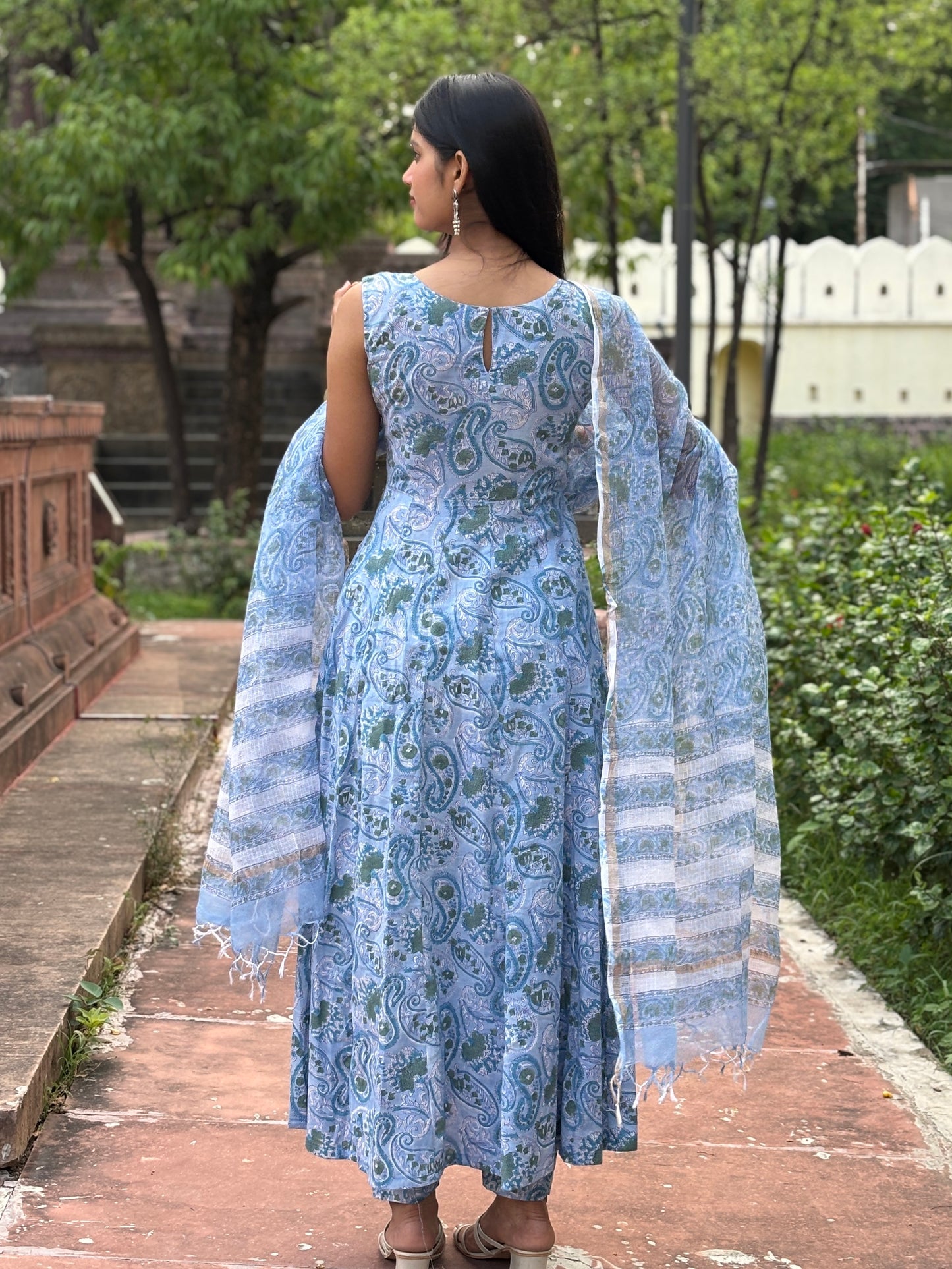 Powder blue block printed set