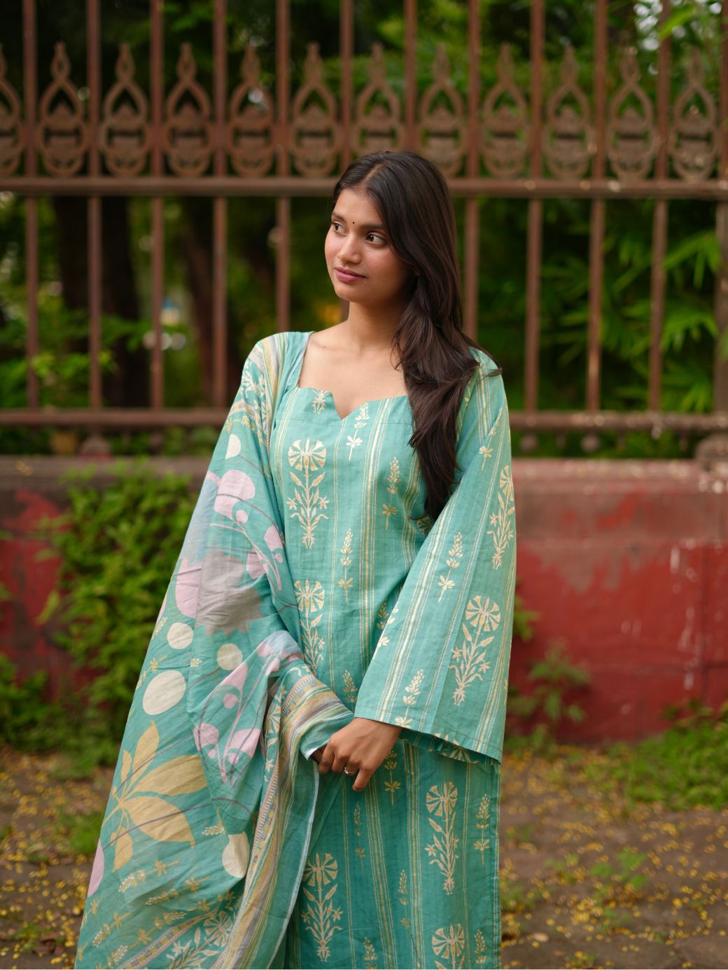 Avni Seafoam Floral Cotton Kurta Set
