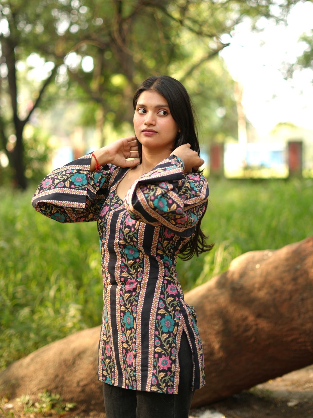 Midnight Bloom Short Kurti