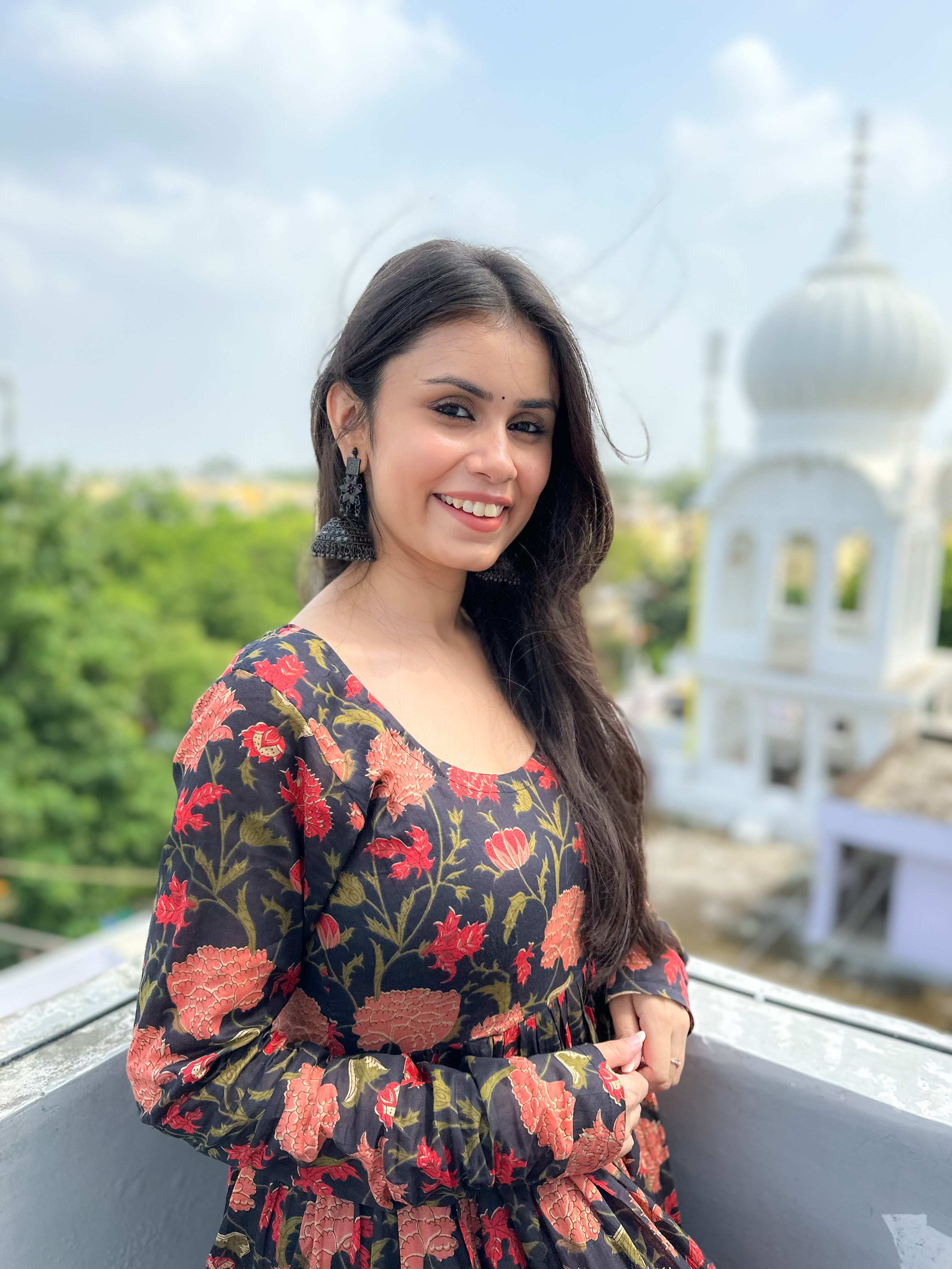Black floral kameez