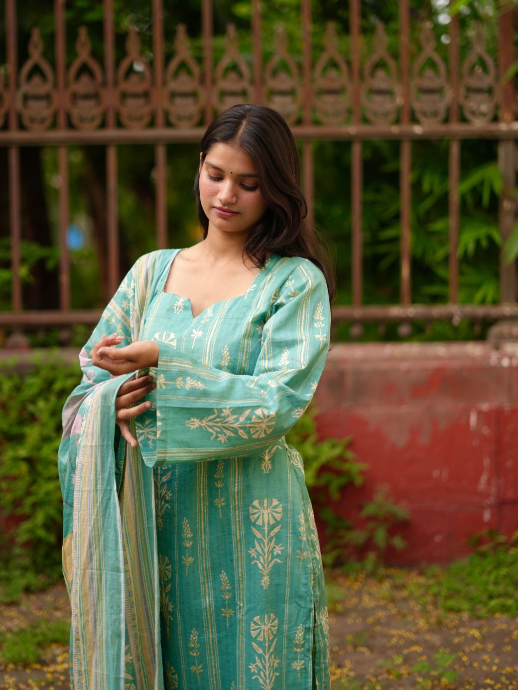 Avni Seafoam Floral Cotton Kurta Set