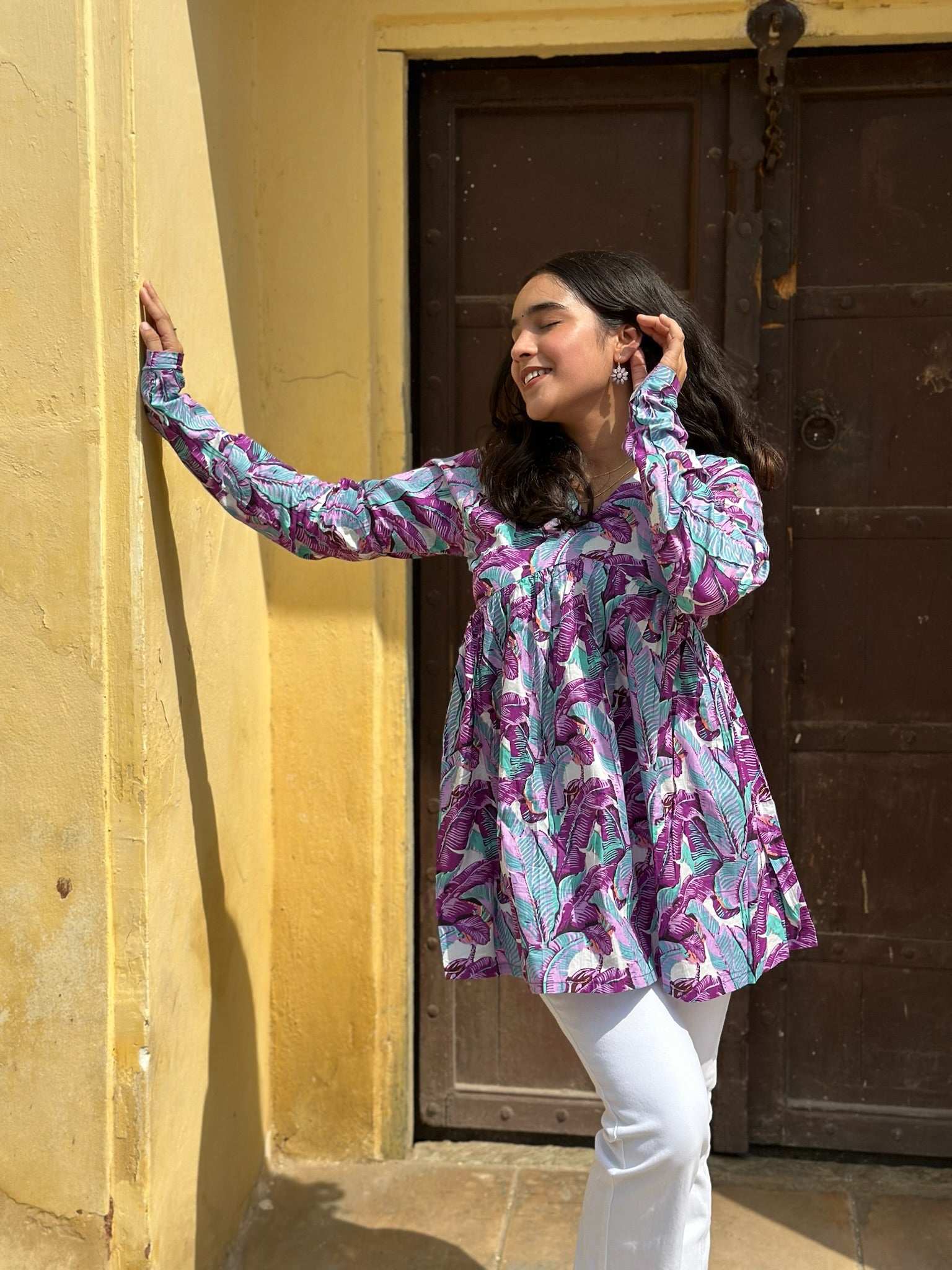 Abstract leaf kurta