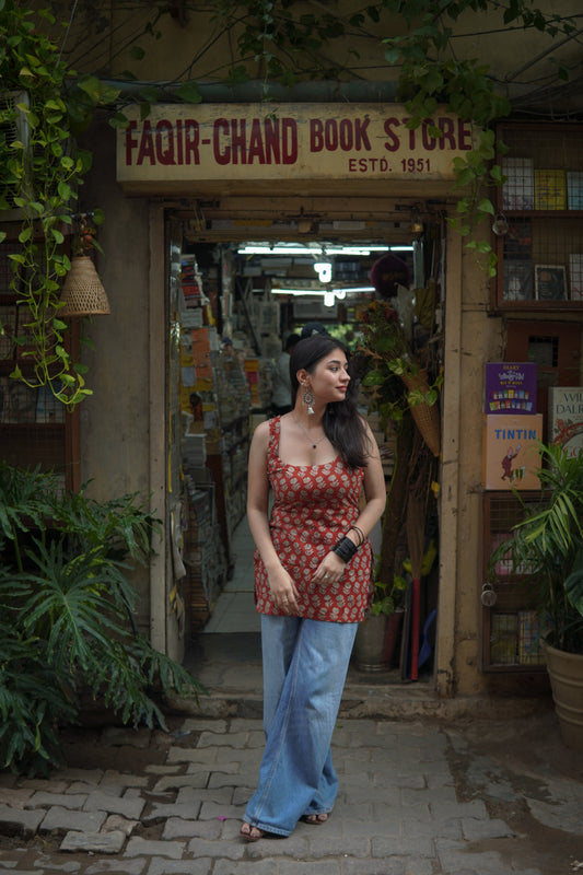 Gerua bagru handblock kurti