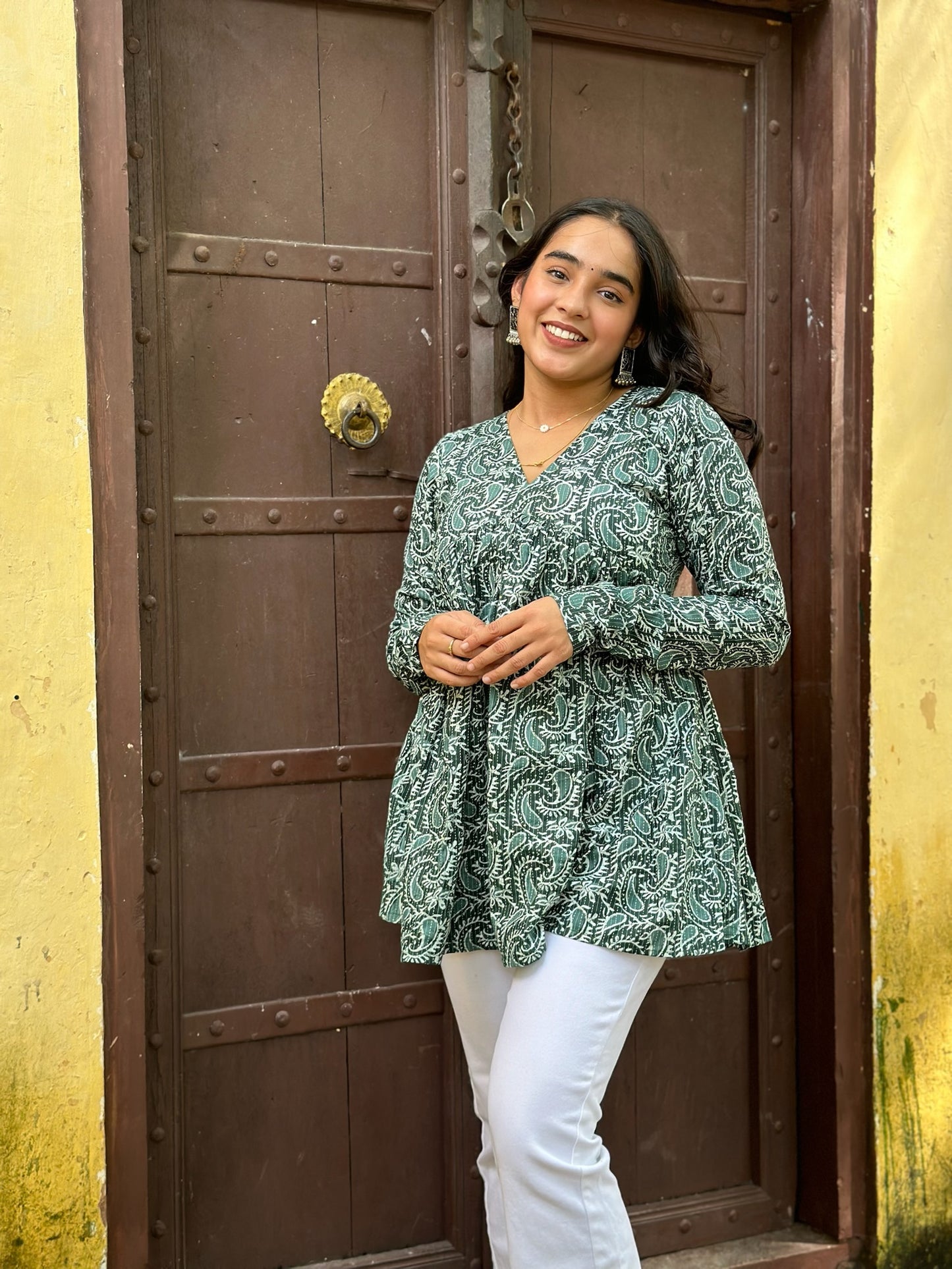 Green paisley Kantha kurta