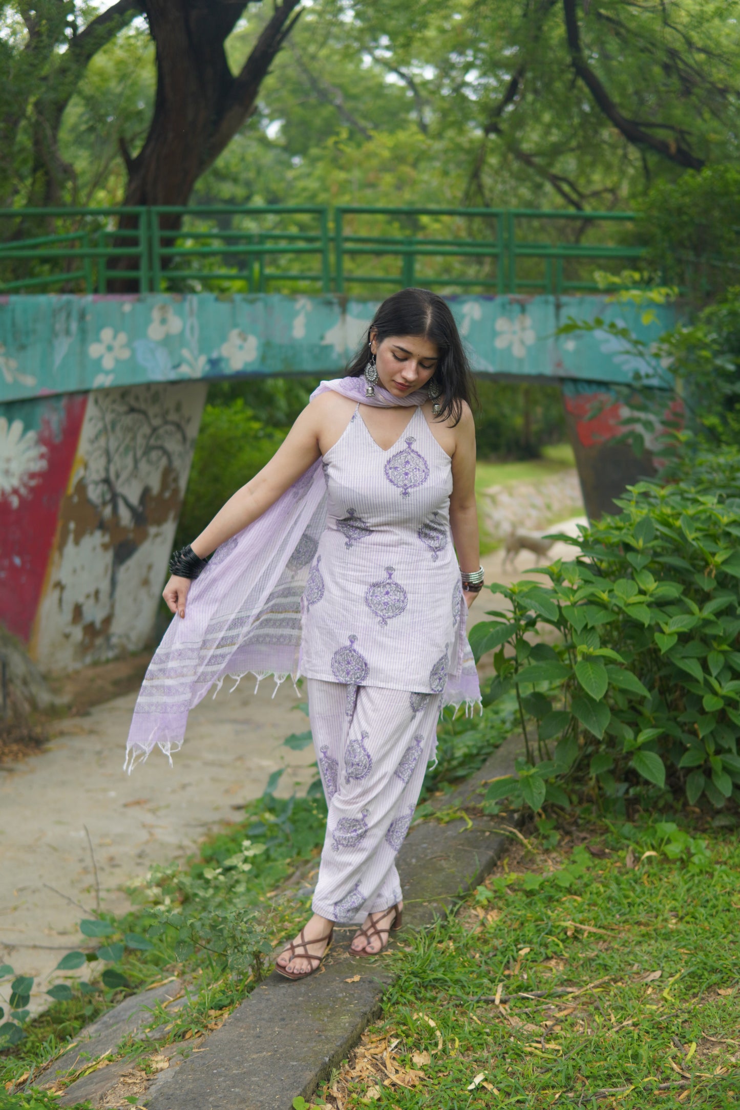 Three Piece Jaipuri Lavender Salwar Set