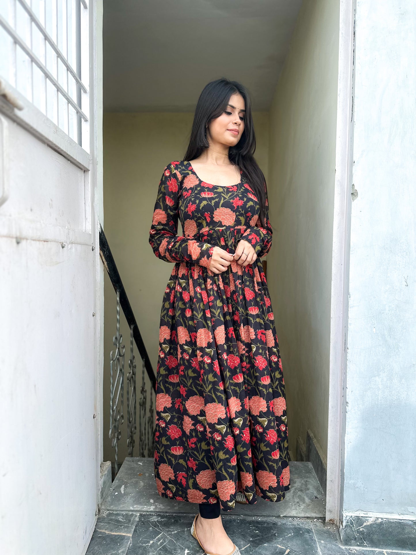 Black floral kameez