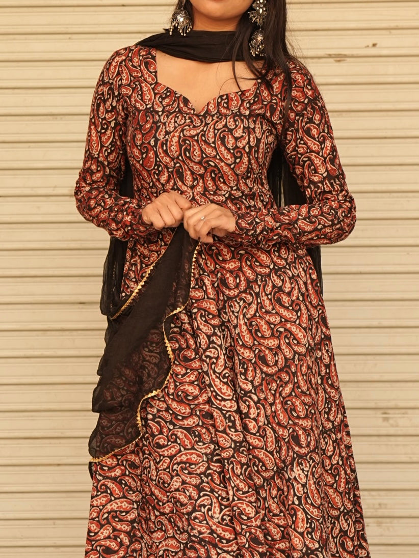 Mehfil Handblock Anarkali Suit Set