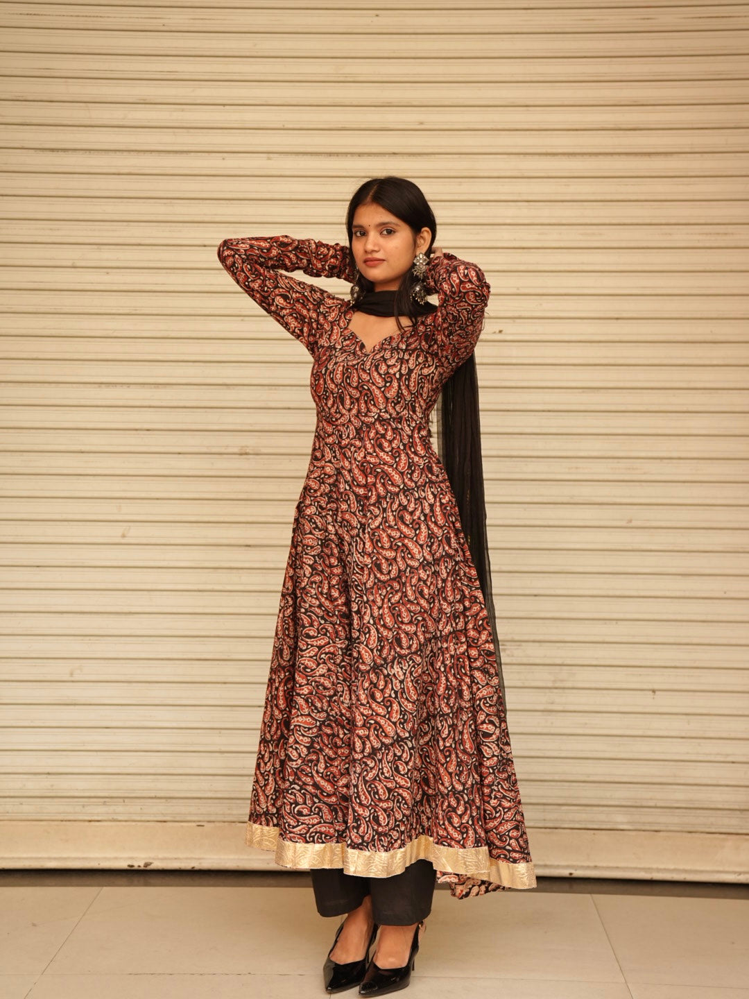 Mehfil Handblock Anarkali Suit Set