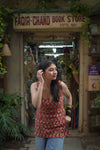 Gerua bagru handblock kurti