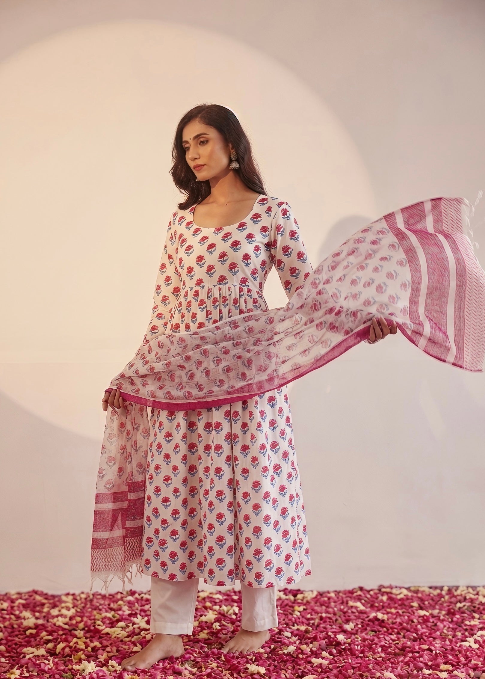 Cotton 3 Piece Rose Riwayat Anarkali Set