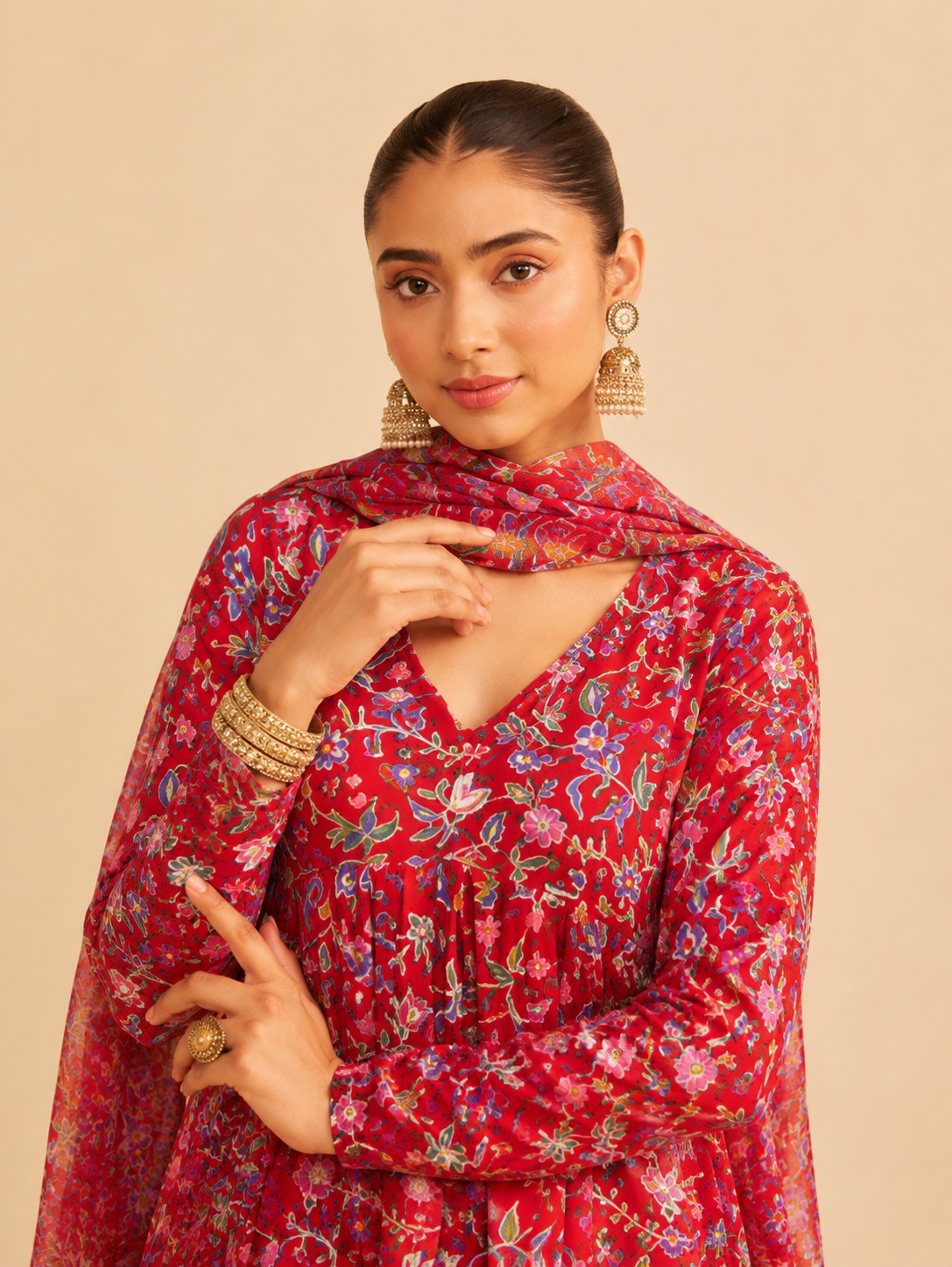 Cotton Riwaz Three Piece Anarkali Set