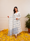 Fana White Anarkali Set with Extra Gher