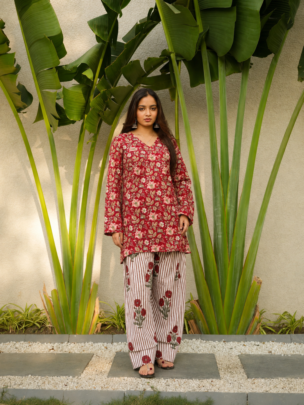 Isha Red Two Piece Farshi Set