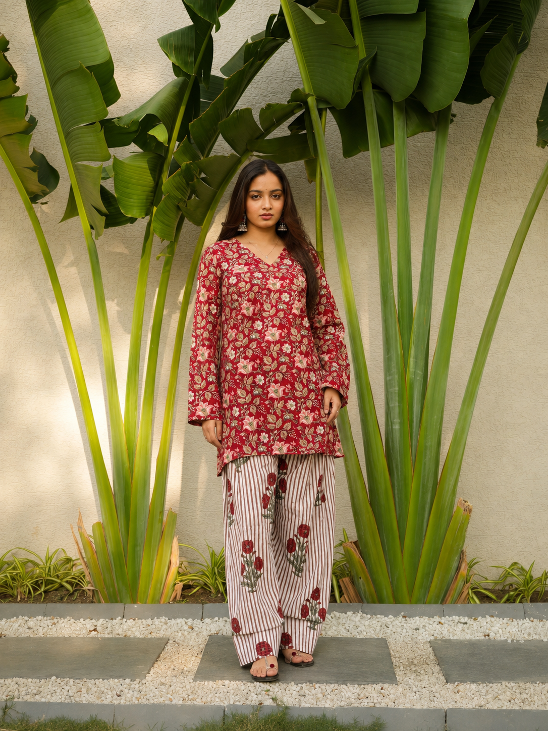 Isha Red Two Piece Farshi Set