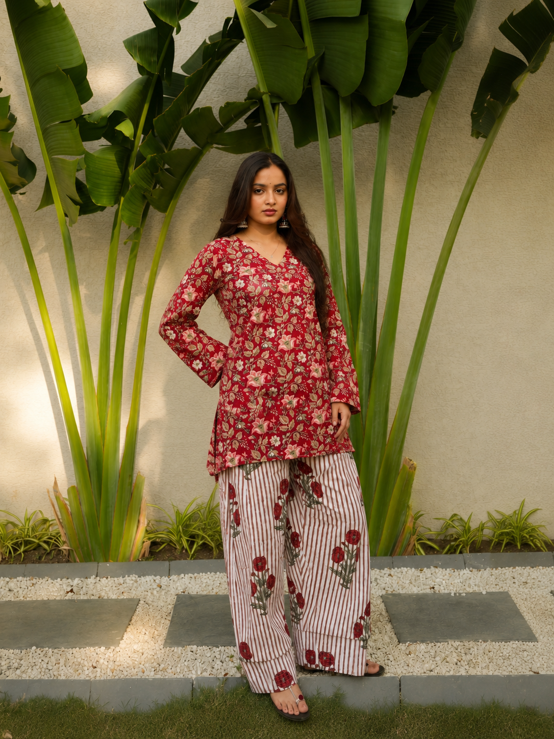 Isha Red Two Piece Farshi Set