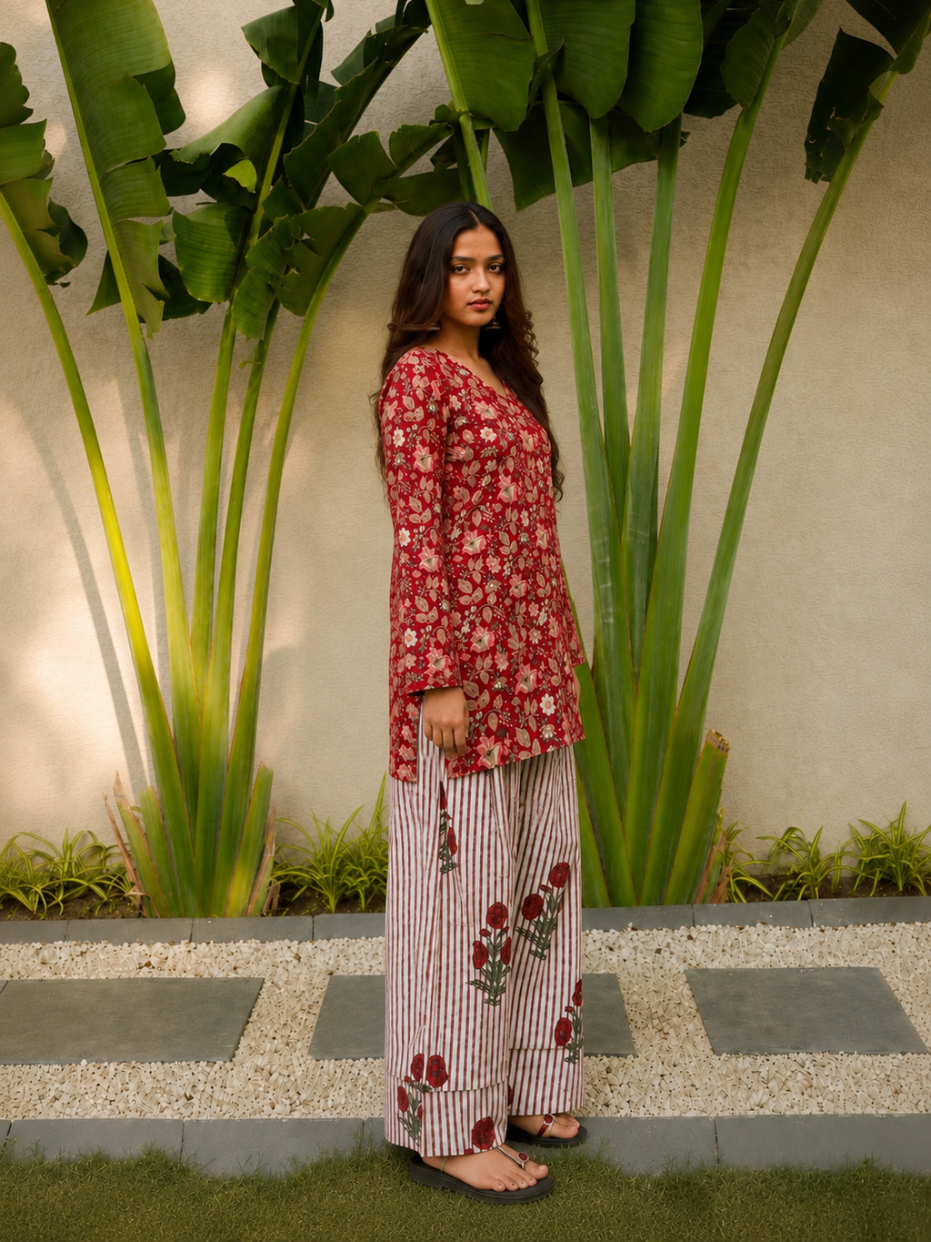 Isha Red Two Piece Farshi Set