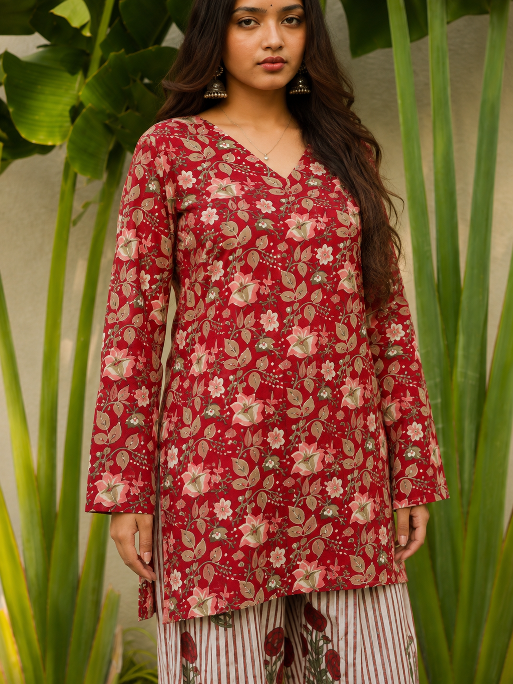 Isha Red Two Piece Farshi Set