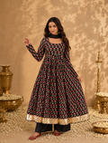 Siyahi Gul Anarkali Set – 3 Piece Cotton Ensemble