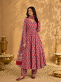 Rudra Handblock Printed 3-Piece Anarkali Set