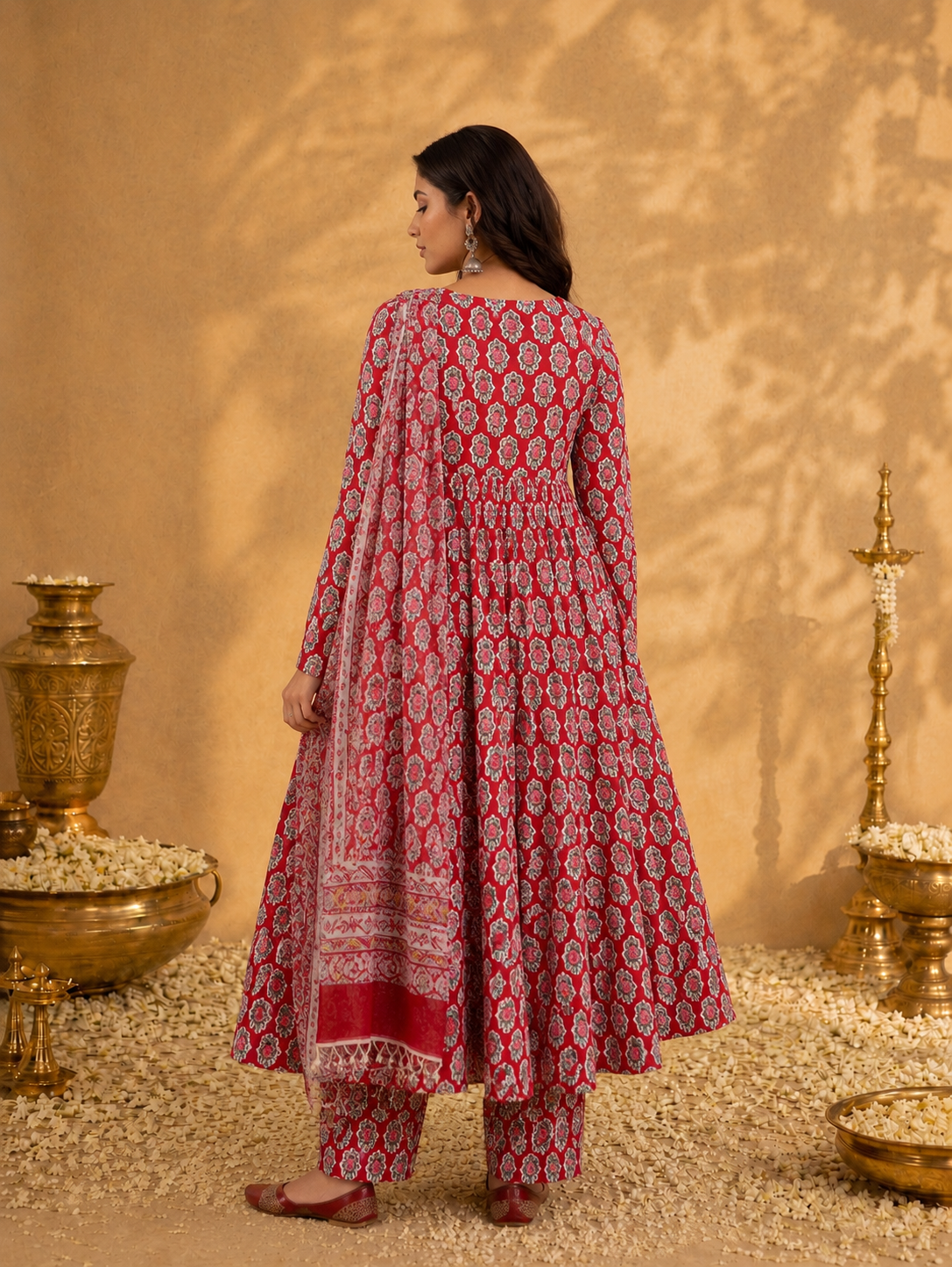 Rudra Handblock Printed 3-Piece Anarkali Set