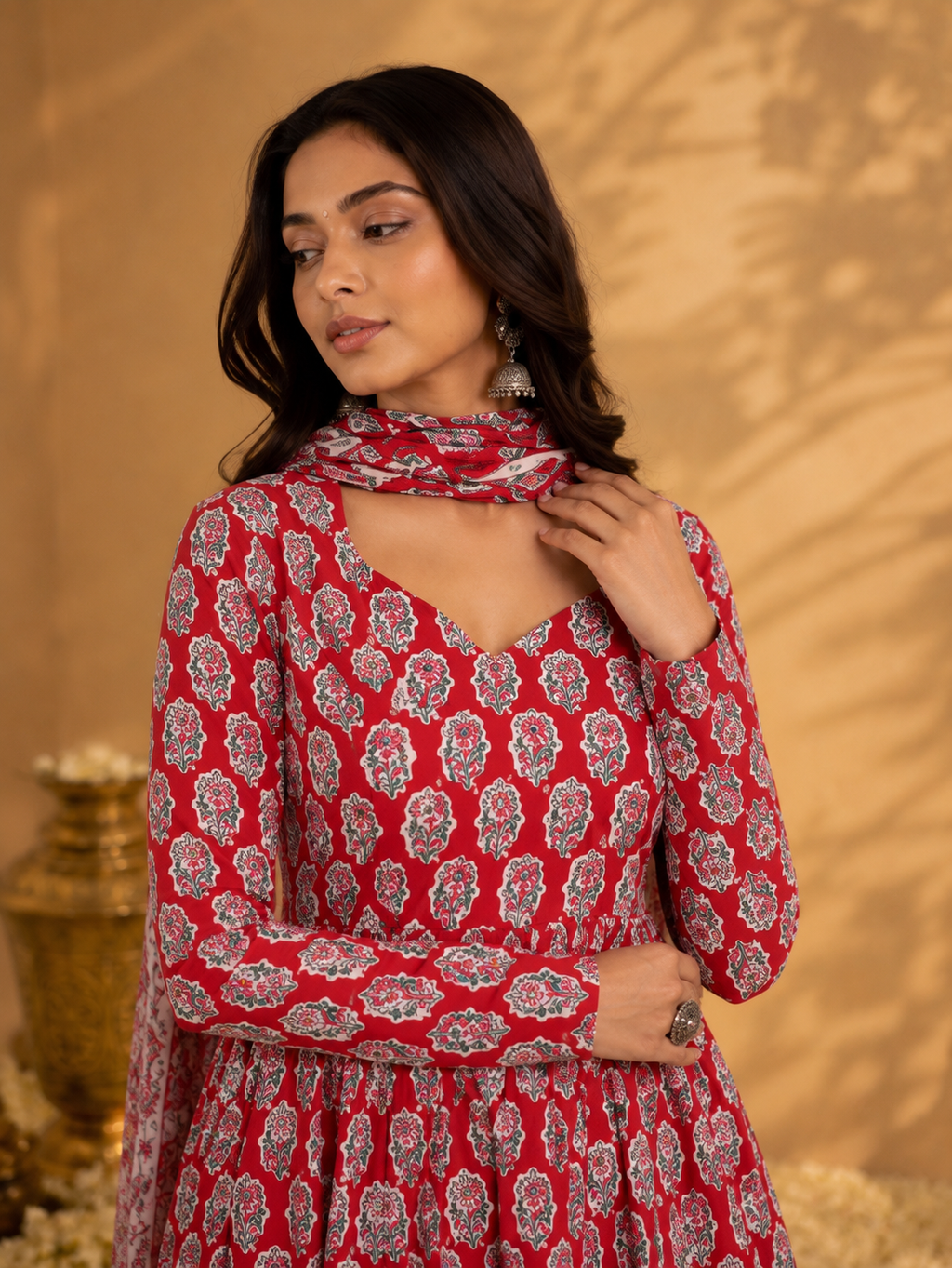 Rudra Handblock Printed 3-Piece Anarkali Set