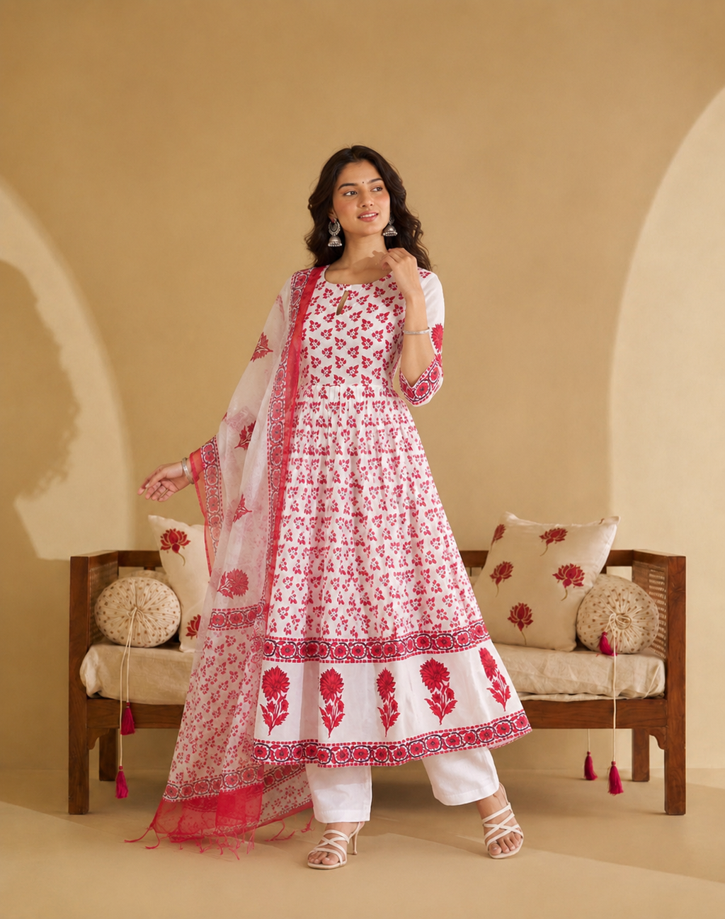 Pankhuri three piece chanderi set