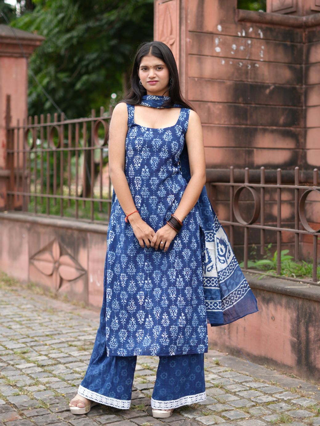 Ocean Bloom Cotton Kurta Set